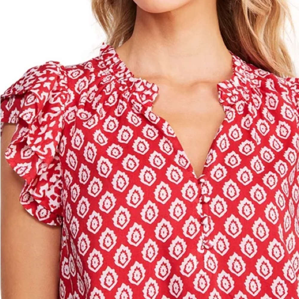 Vineyard Vines Tile Ruffle Top Size Small - Picture 4 of 5